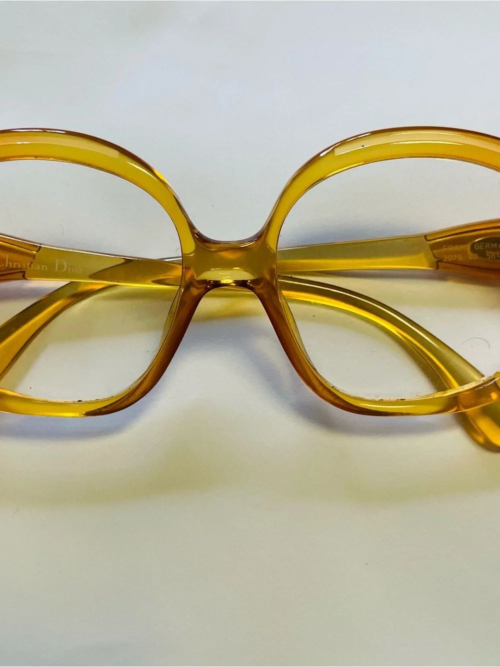 Vintage Dior Amber Yellow Oversized Round Women's Sunglasses